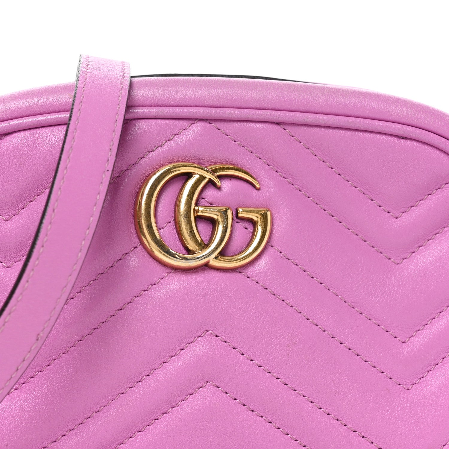 Gucci Calfskin Matelasse Mini GG Marmont Chain Shoulder Bag Candy Mousse 8 of 11