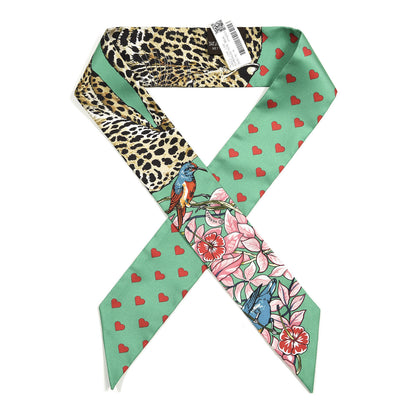 Hermes Silk Jungle Love Love Twilly Emeraude Rose Brun 1 of 3