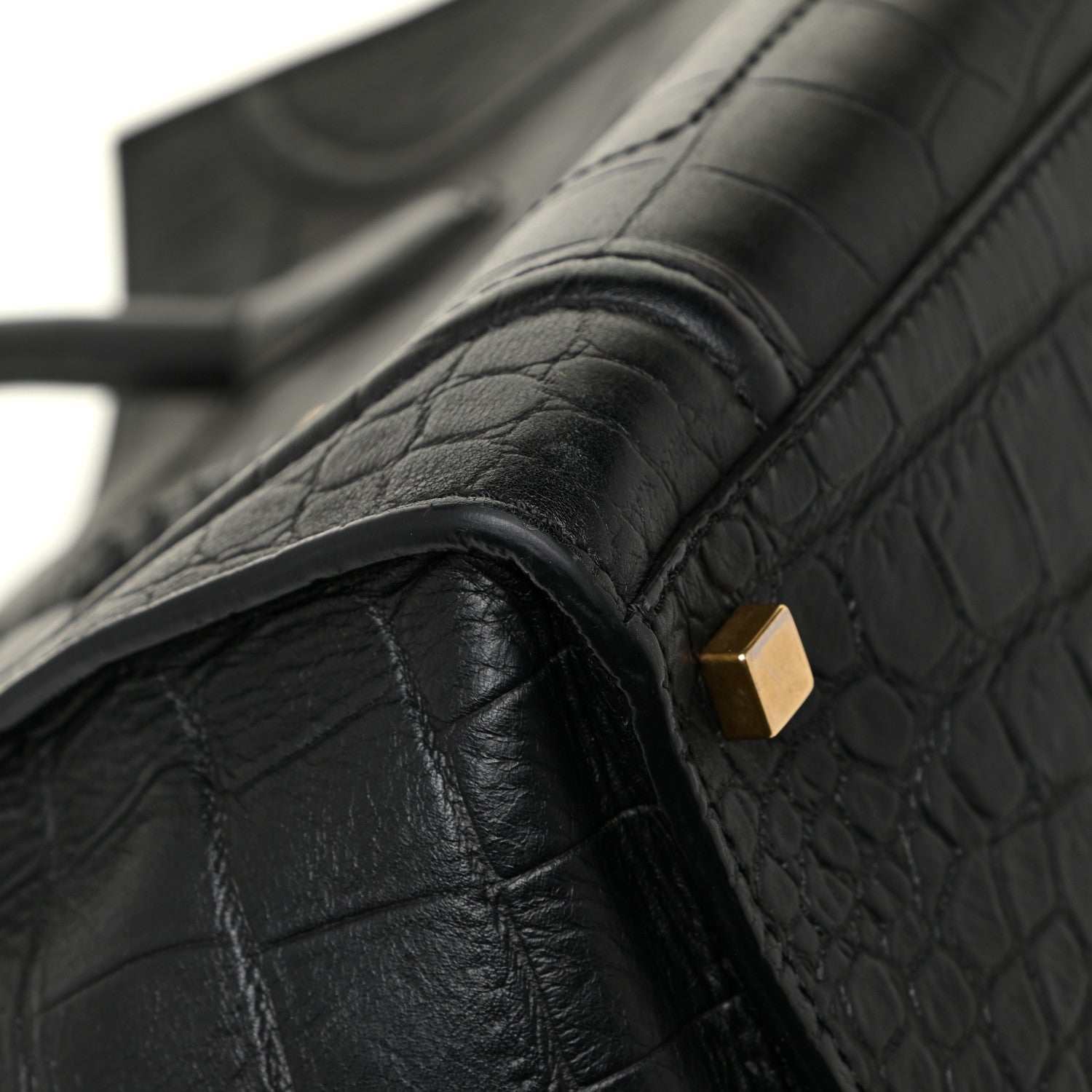 Celine Crocodile Embossed CELINE Calfskin Crocodile Embossed Medium Phantom Luggage Black Medium Phantom Luggage Black 8 of 16