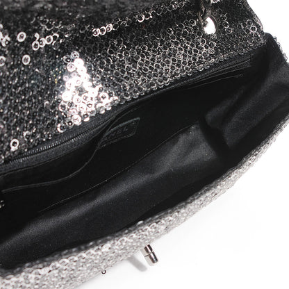 Chanel Sequin Medium Single Flap Dark Silver 5 of 8