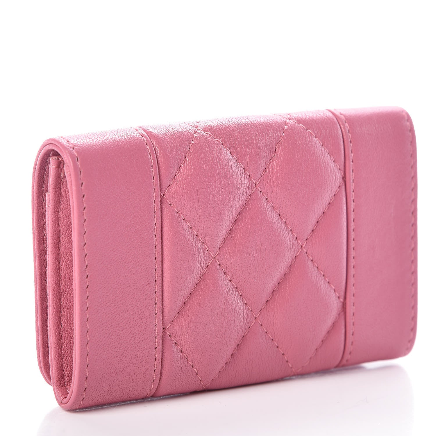 Chanel Sheepskin Quilted Vintage Mademoiselle Card Holder Pink 3 of 11