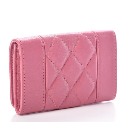 Chanel Sheepskin Quilted Vintage Mademoiselle Card Holder Pink 3 of 11