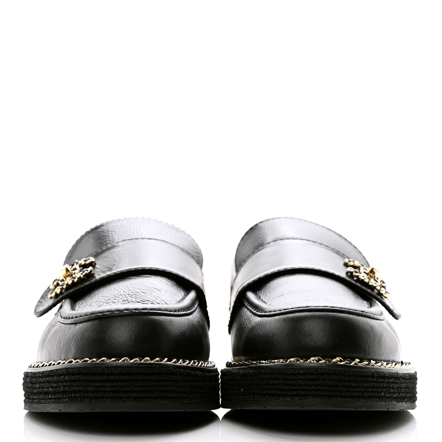 Chanel Shiny Calfskin CC Moccasin Loafers 38 Black 2 of 9