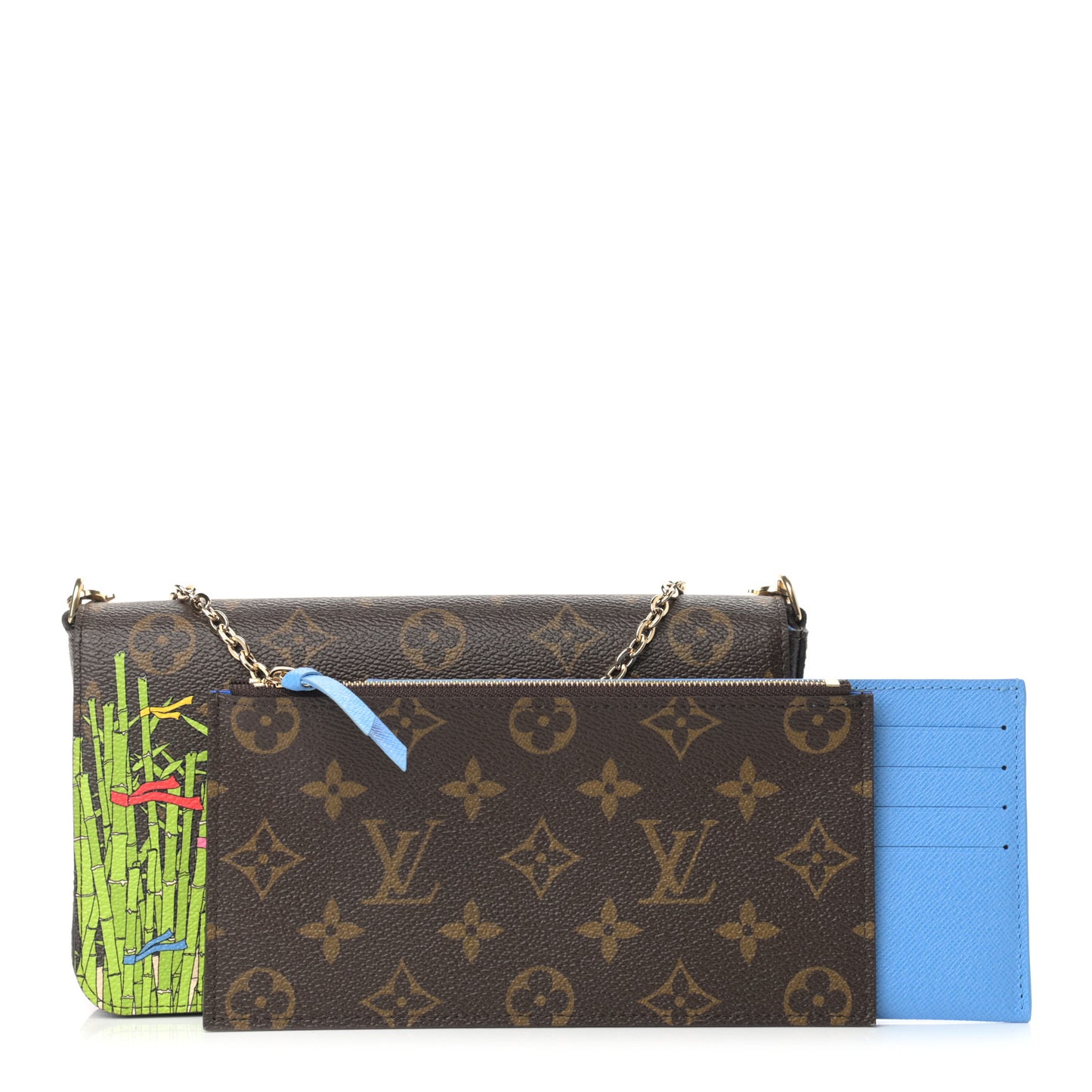 Monogram 2021 Christmas Animation China Wall Pochette Felicie Chain Wallet Myosotis Blue