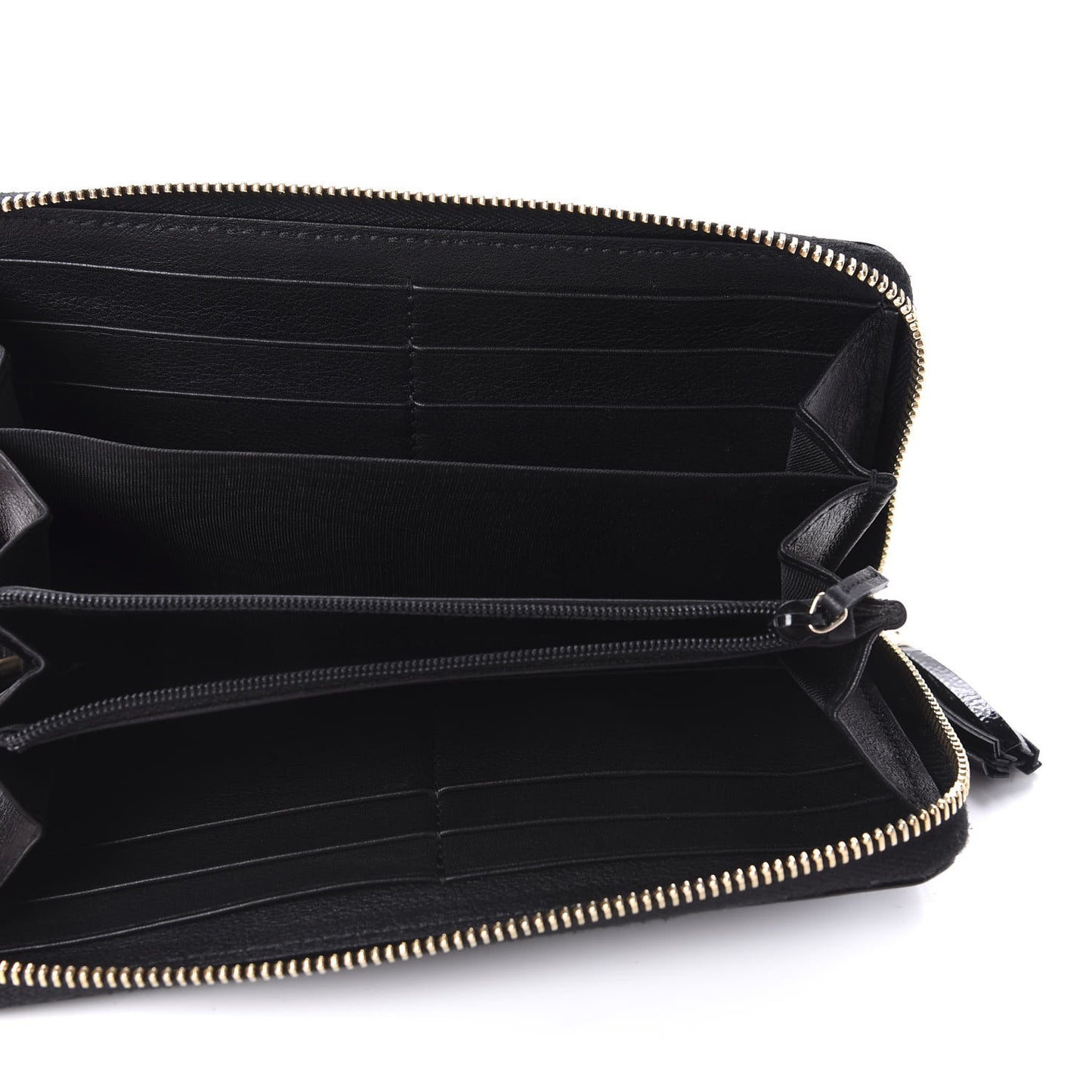 Patent Calfskin Soho Zip Around Wallet Black