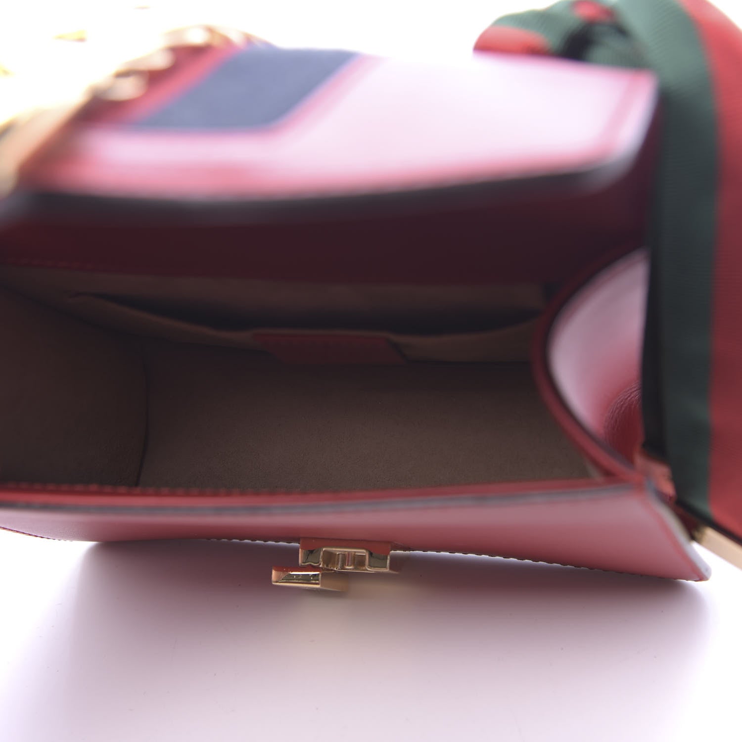 Gucci Calfskin Mini Sylvie Chain Shoulder Bag Hibiscus Red 4 of 9