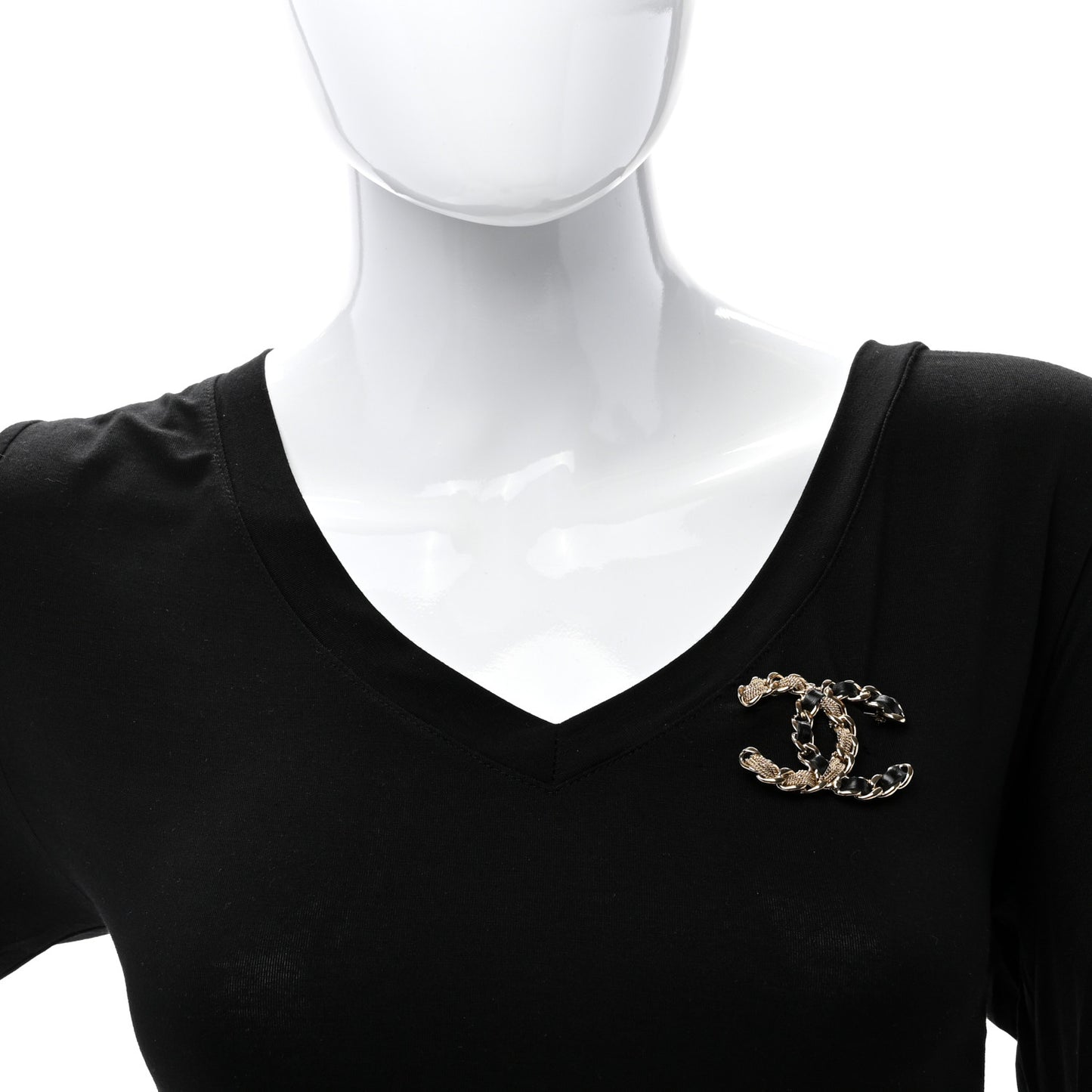 Metal Chain French New Wave CC Brooch Black Gold