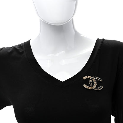 Chanel Metal Chain French New Wave CC Brooch Black Gold 2 of 4