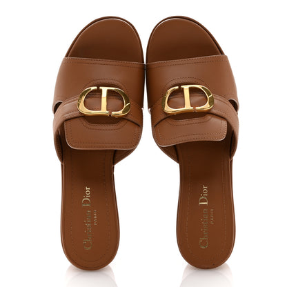 Christian Dior Calfskin 30 Montaigne Mid-Heel Slide Sandals 40 Cuir 2 of 10