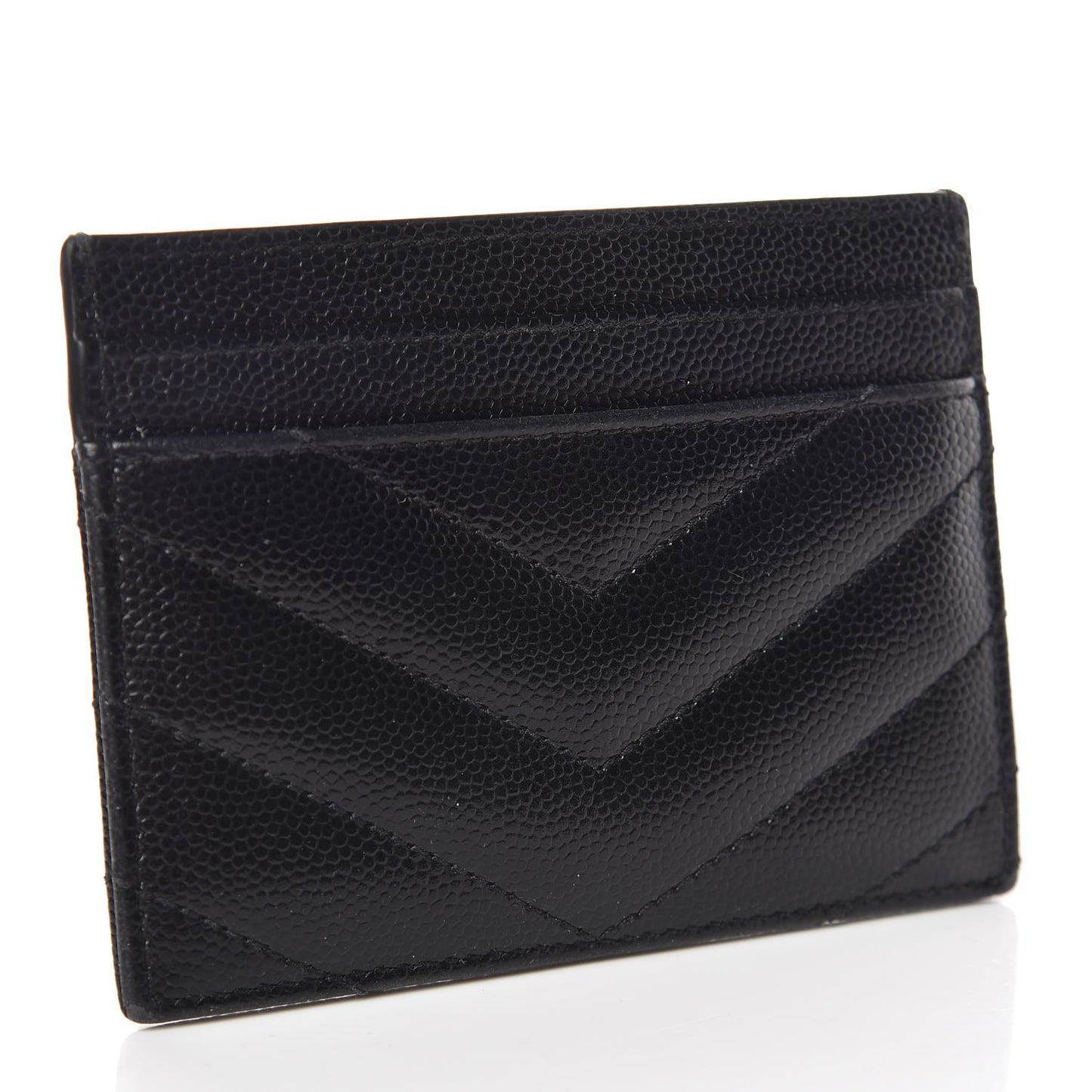 Grain De Poudre Matelasse Chevron Monogram Credit Card Case Black