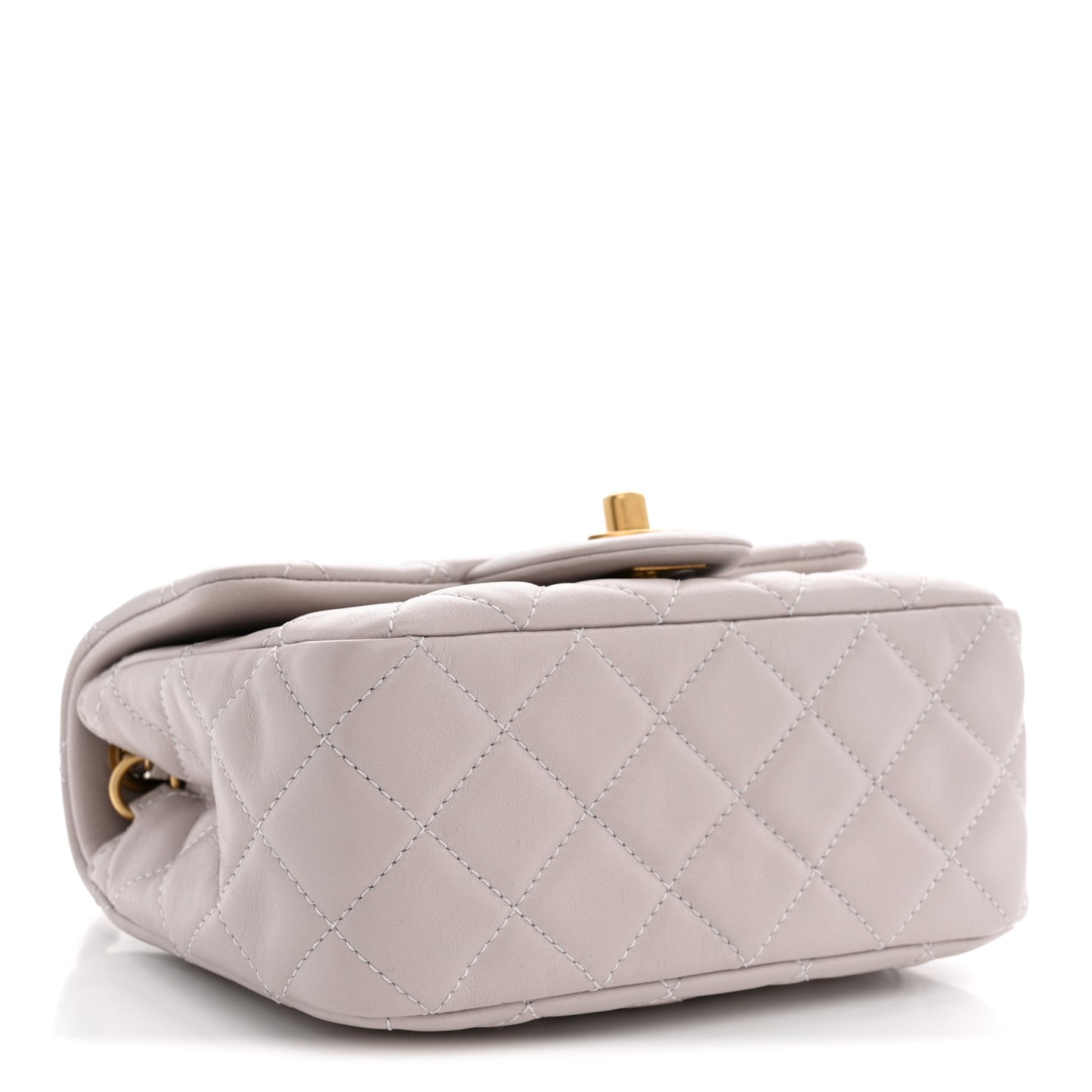 Lambskin Quilted CC Pearl Crush Mini Flap Light Purple