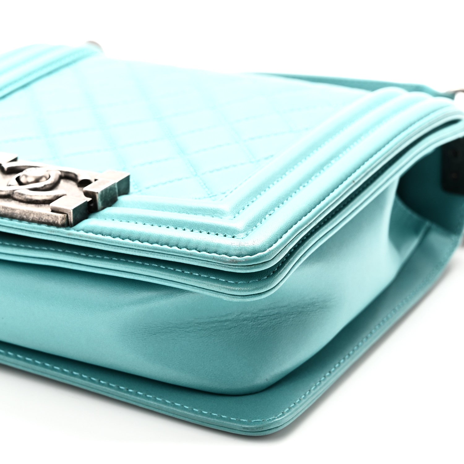 Chanel Calfskin Quilted North South Boy Flap Turquoise 10 of 10