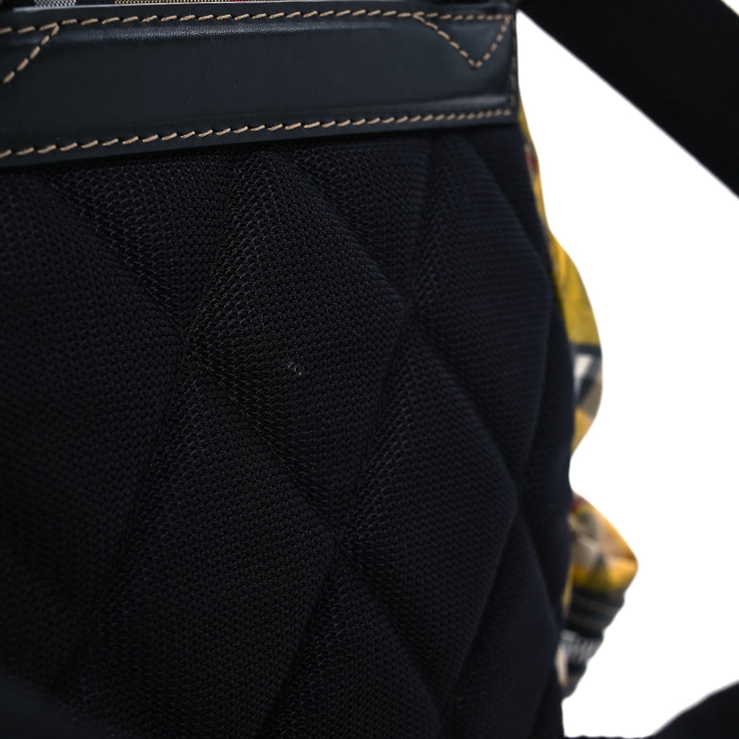 Calfskin Vintage Check Graffiti Print Small Rucksack Backpack Yellow