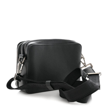 Christian Dior Grained Calfskin CD Icon Zipped Pouch With Strap Black 3 of 11