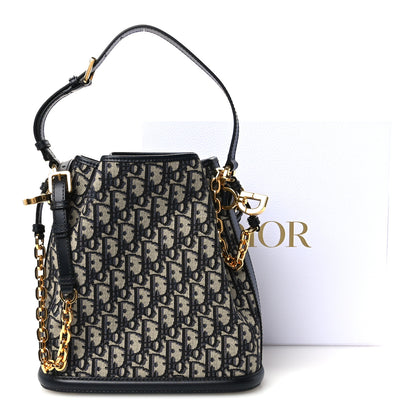 Christian Dior Oblique Calfskin Medium C'est Dior Bucket Bag Blue 12 of 12
