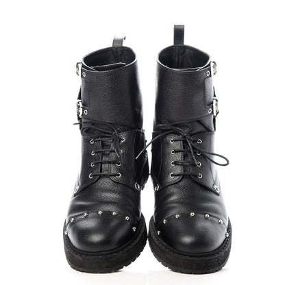 Fendi Calfskin Studded Bugs Combat Boots 39.5 Black 5 of 9