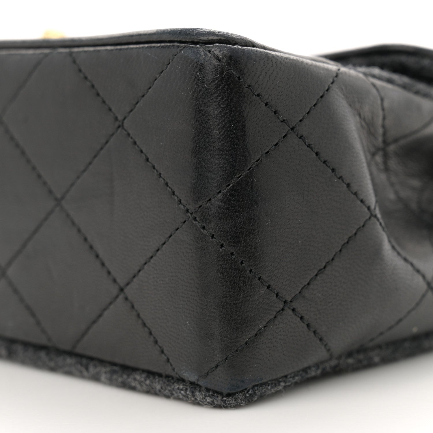 Chanel Lambskin Felt Quilted Small Single Flap With Pouch Grey Black 11 of 13