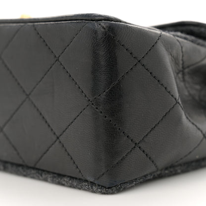 Chanel Lambskin Felt Quilted Small Single Flap With Pouch Grey Black 11 of 13