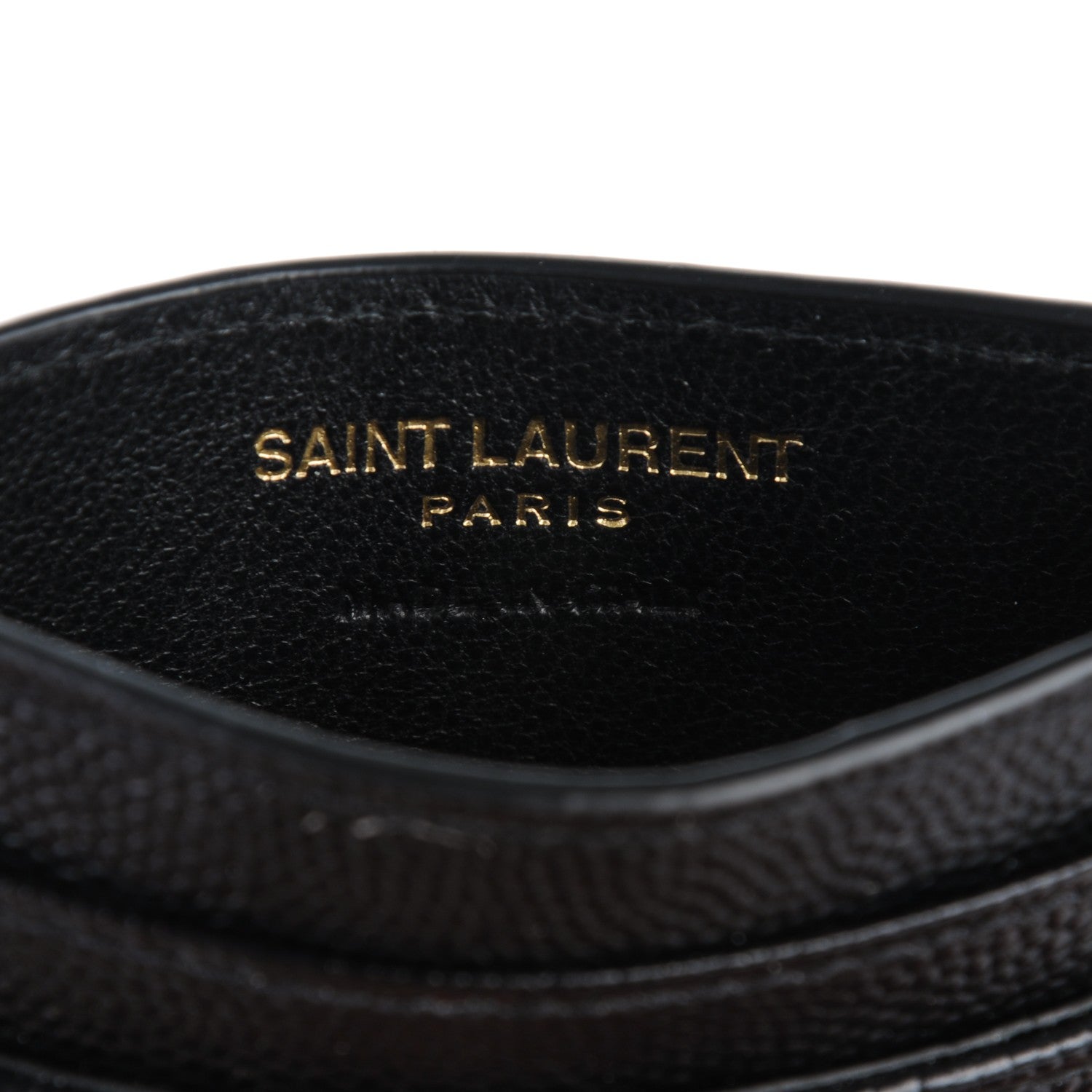 Saint Laurent Grain De Poudre Matelasse Chevron Monogram Credit Card Case Black 5 of 6