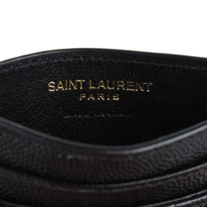 Saint Laurent Grain De Poudre Matelasse Chevron Monogram Credit Card Case Black 5 of 6