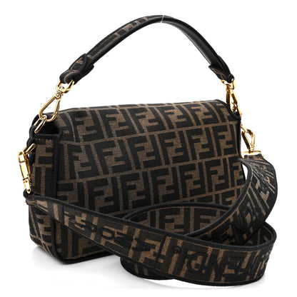 Fendi Fabric Jacquard FF 1974 Medium Baguette Tobacco Moro Black 3 of 10