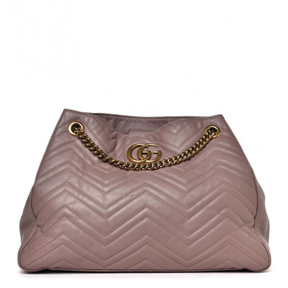 Gucci Calfskin Matelasse Medium GG Marmont Shoulder Tote Bag Porcelain Rose 1 of 4