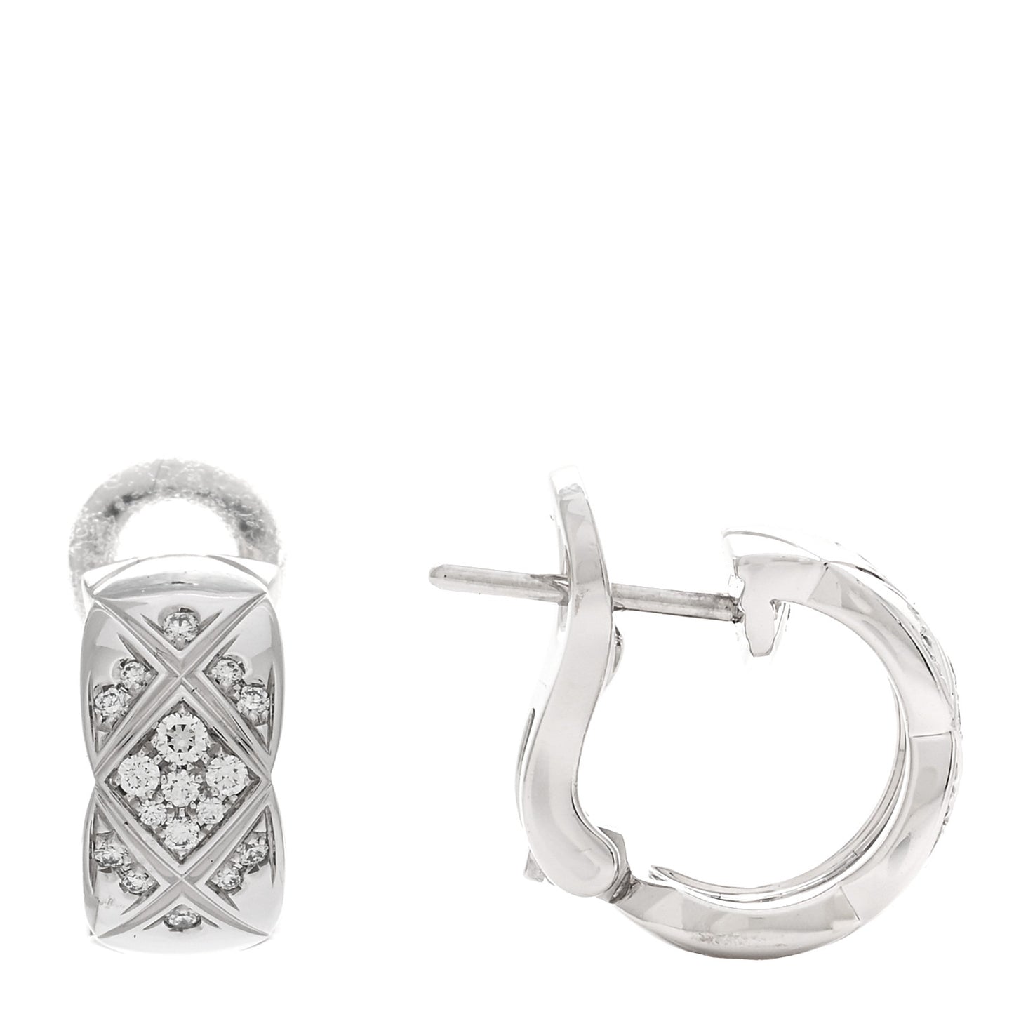 18K White Gold Diamond Coco Crush Wide Hoop Earrings