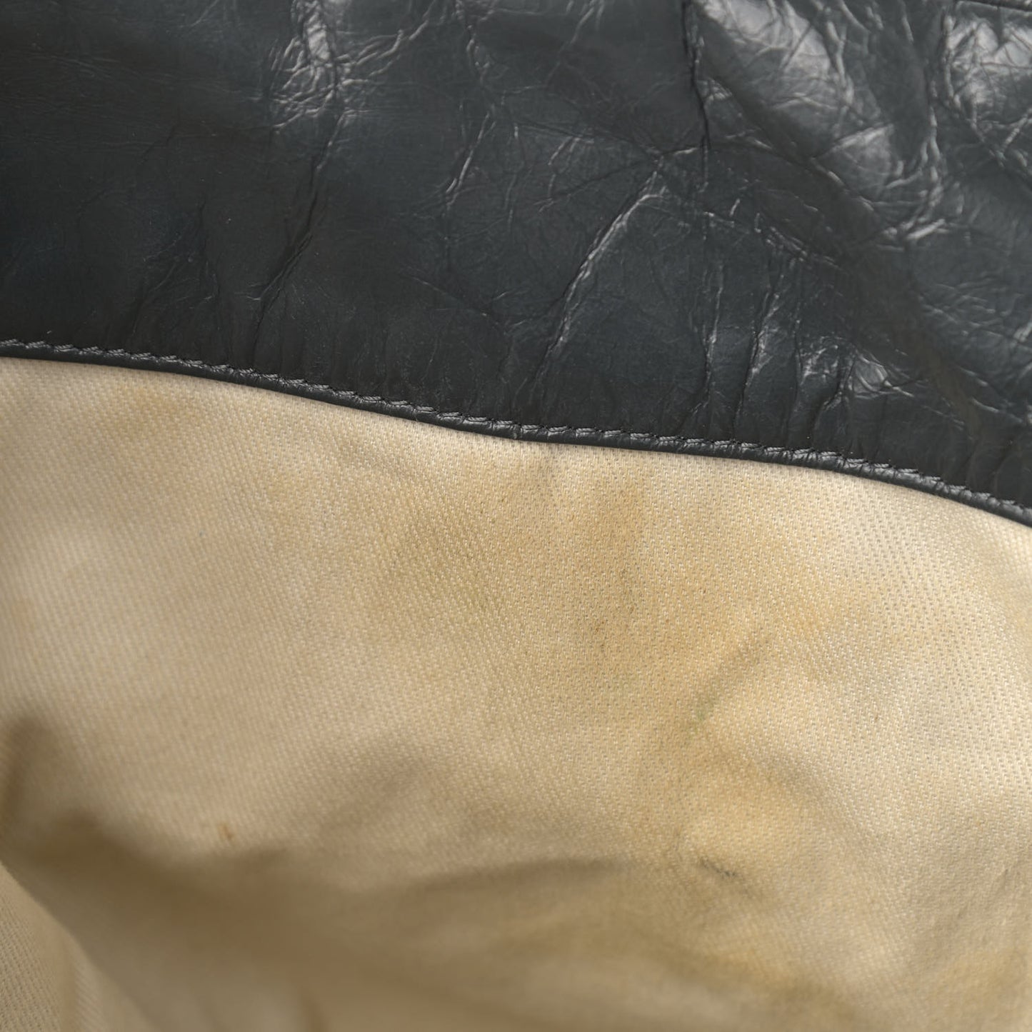 Glazed Goatskin Double Contrast Stitch Large Tote Grey
