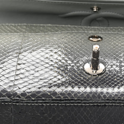 Chanel Metallic Snakeskin Medium Double Flap Light Blue 14 of 18