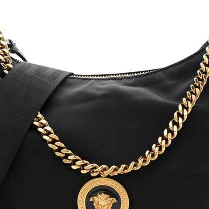 Versace Nylon Tribute Chain Crossbody Shoulder Bag Black 7 of 11