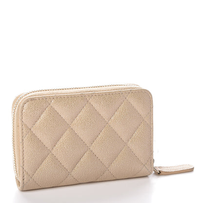 Chanel Iridescent Caviar Quilted Zip Around Coin Purse Beige 2 of 9