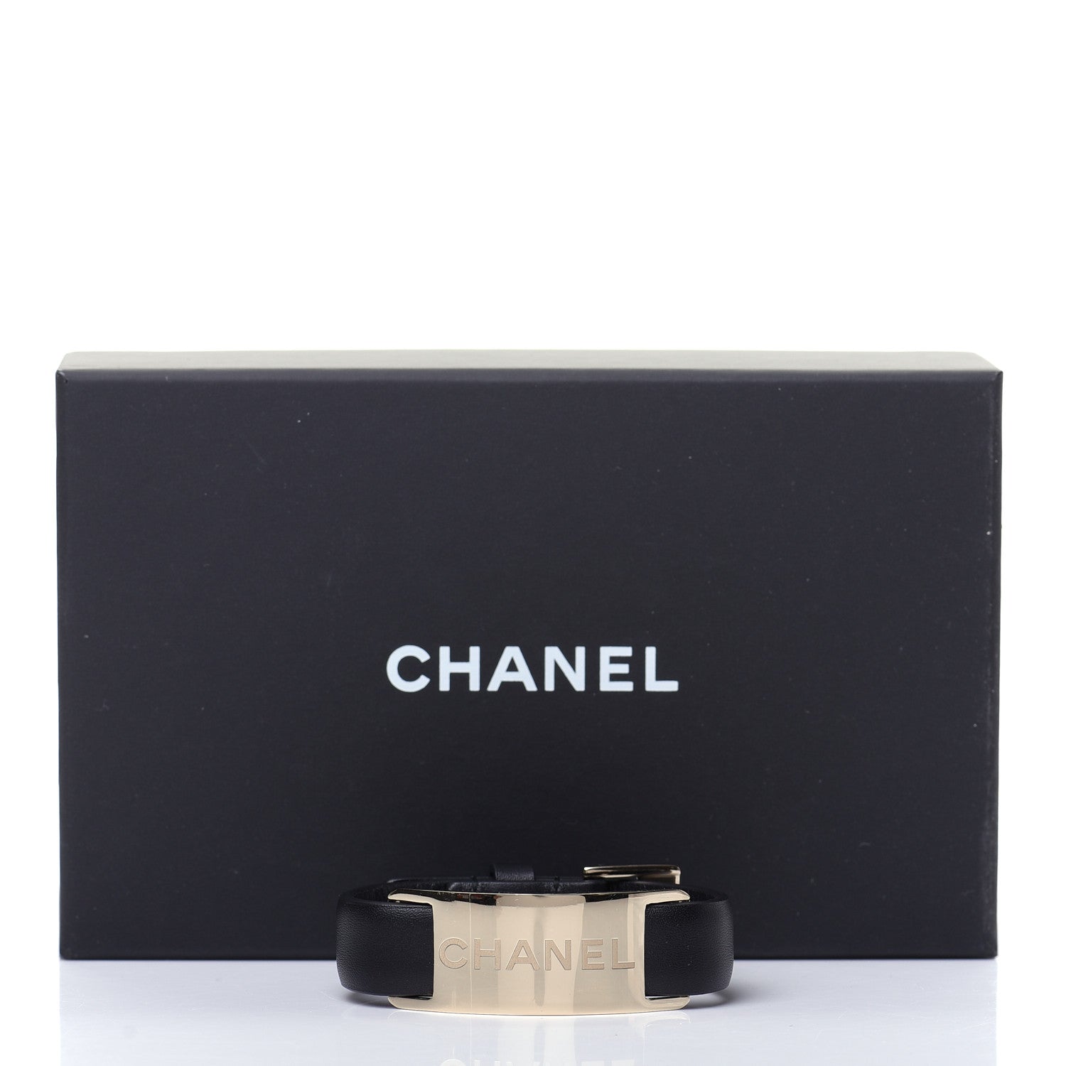 Chanel Calfskin Logo Buckle Bracelet Black 5 of 5