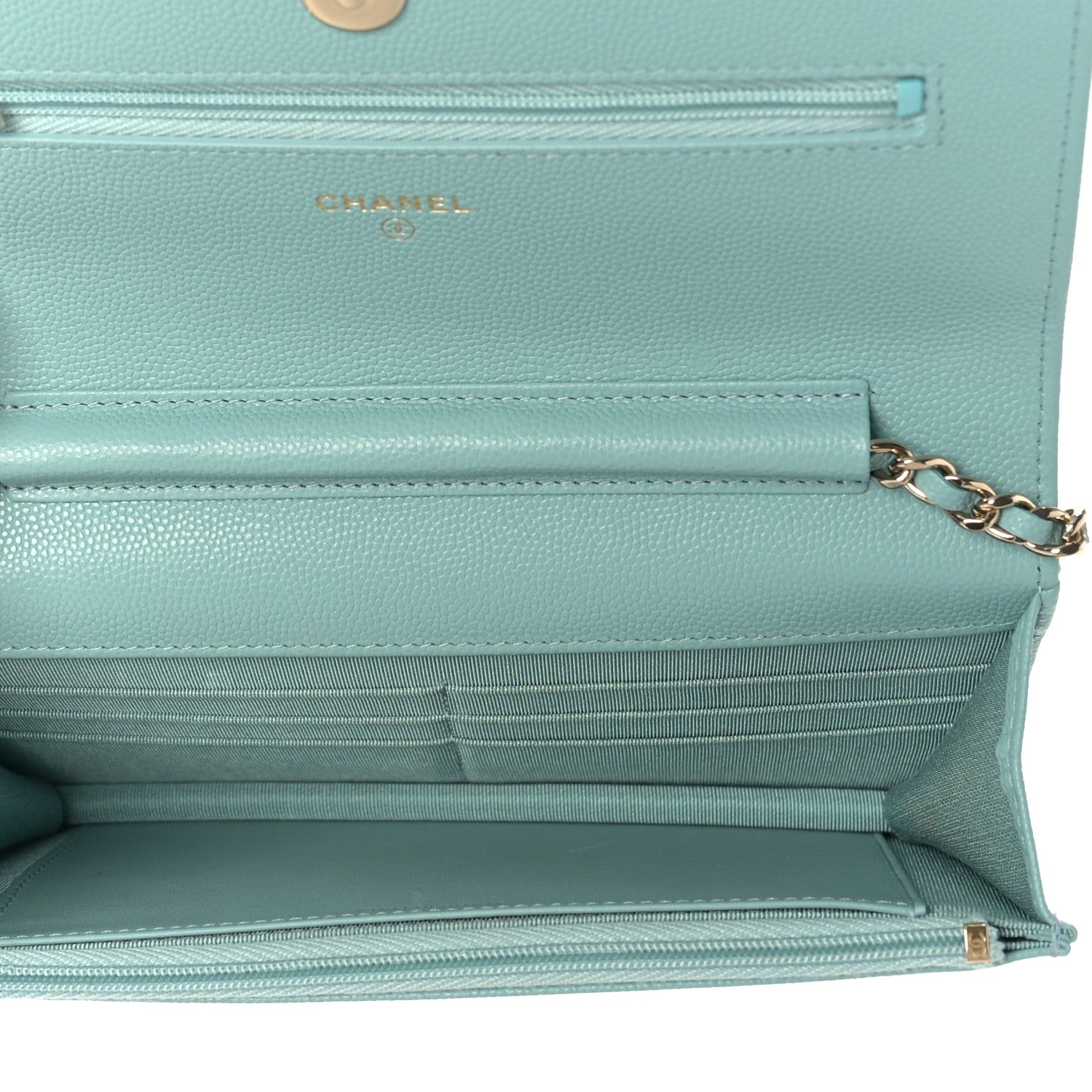 Chanel Caviar Quilted Wallet On Chain WOC Light Blue 5 of 10