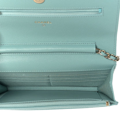 Chanel Caviar Quilted Wallet On Chain WOC Light Blue 5 of 10