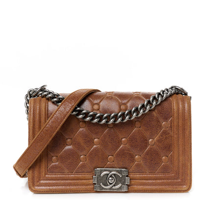 Chanel Goatskin Chesterfield Quilted Medium Celtic Boy Flap Brown 1 of 10
