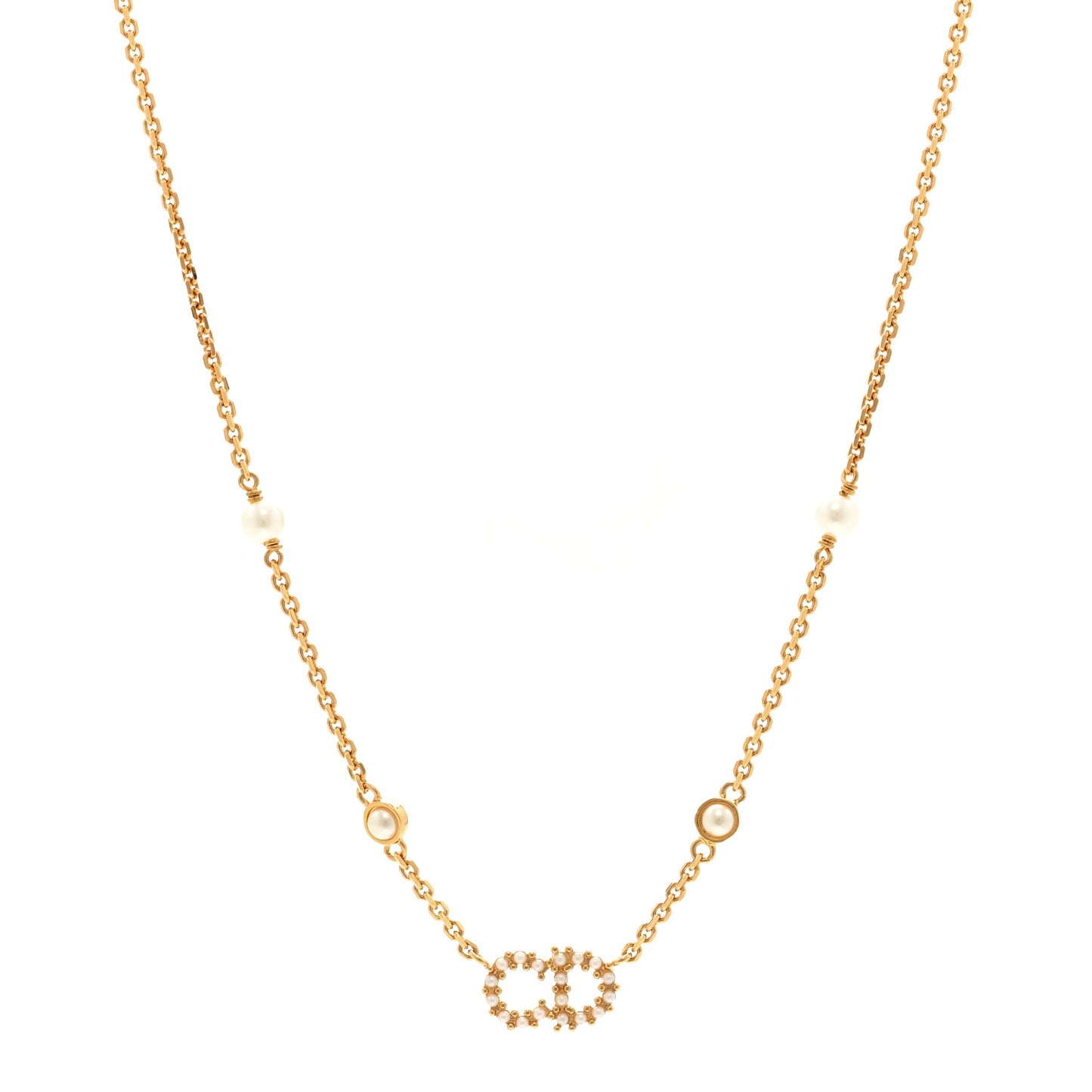 Metal Crystal Pearl Clair D Lune Necklace Gold
