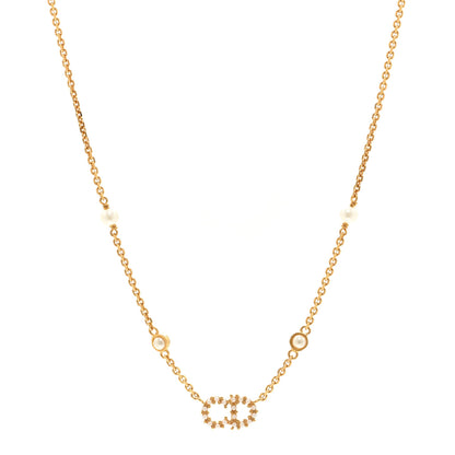 Christian Dior Metal Crystal Pearl Clair D Lune Necklace Gold 1 of 5