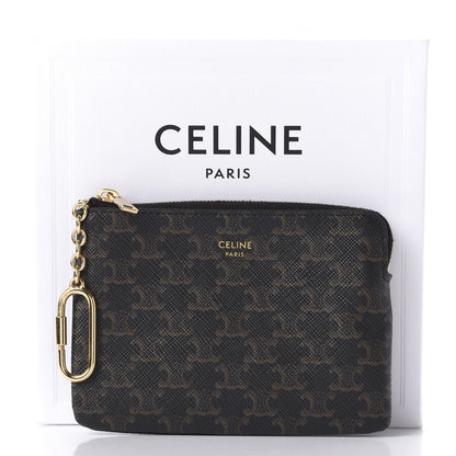 Celine Triomphe Canvas Coin and Card Pouch With Hook Black 7 of 7