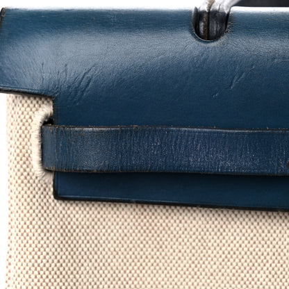Hermes Toile Vache Calfskin Herbag PM 30 Navy Bleu Natural 21 of 26