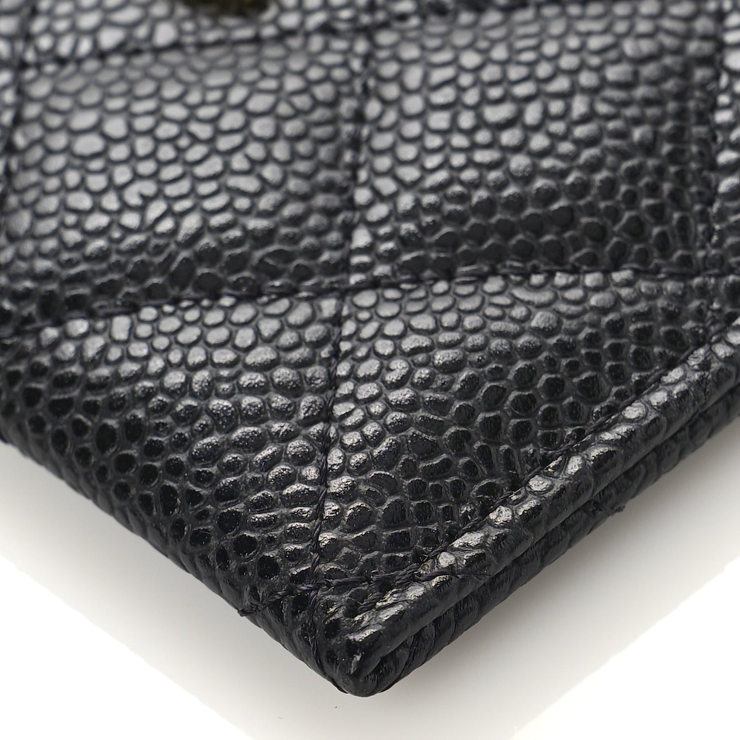 Caviar Quilted Card Holder Black