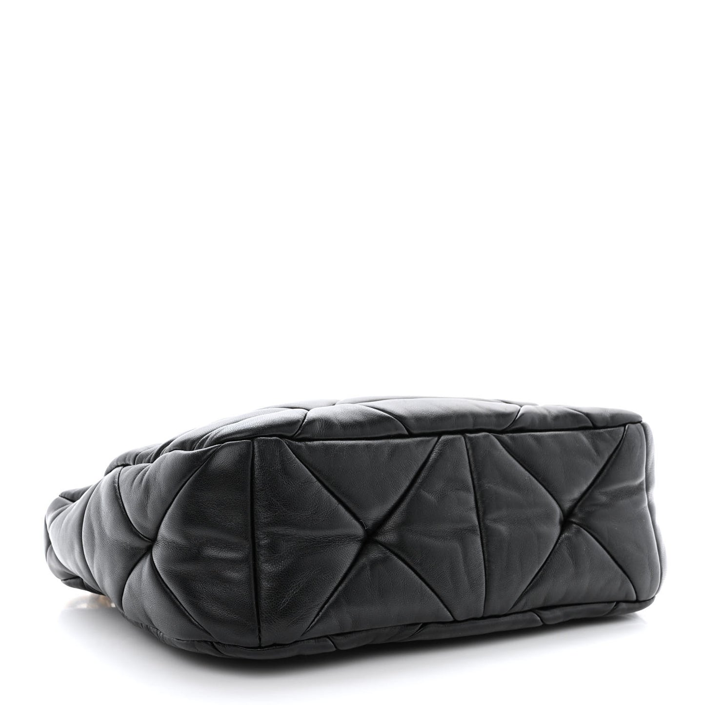 Nappa Re-Nylon Triangle Quilted Patchwork System Shoulder Bag Black