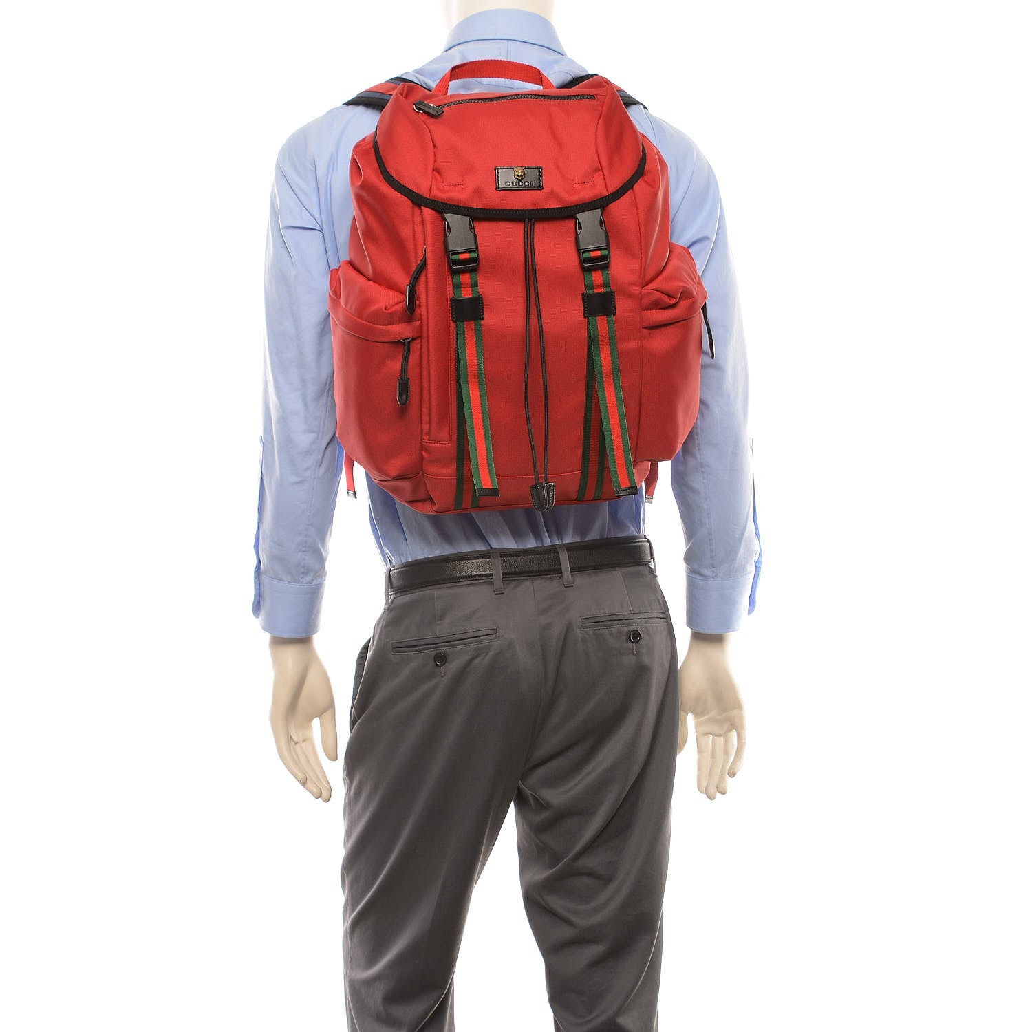 Gucci Techno Canvas Web Double Buckle Backpack Red 2 of 7
