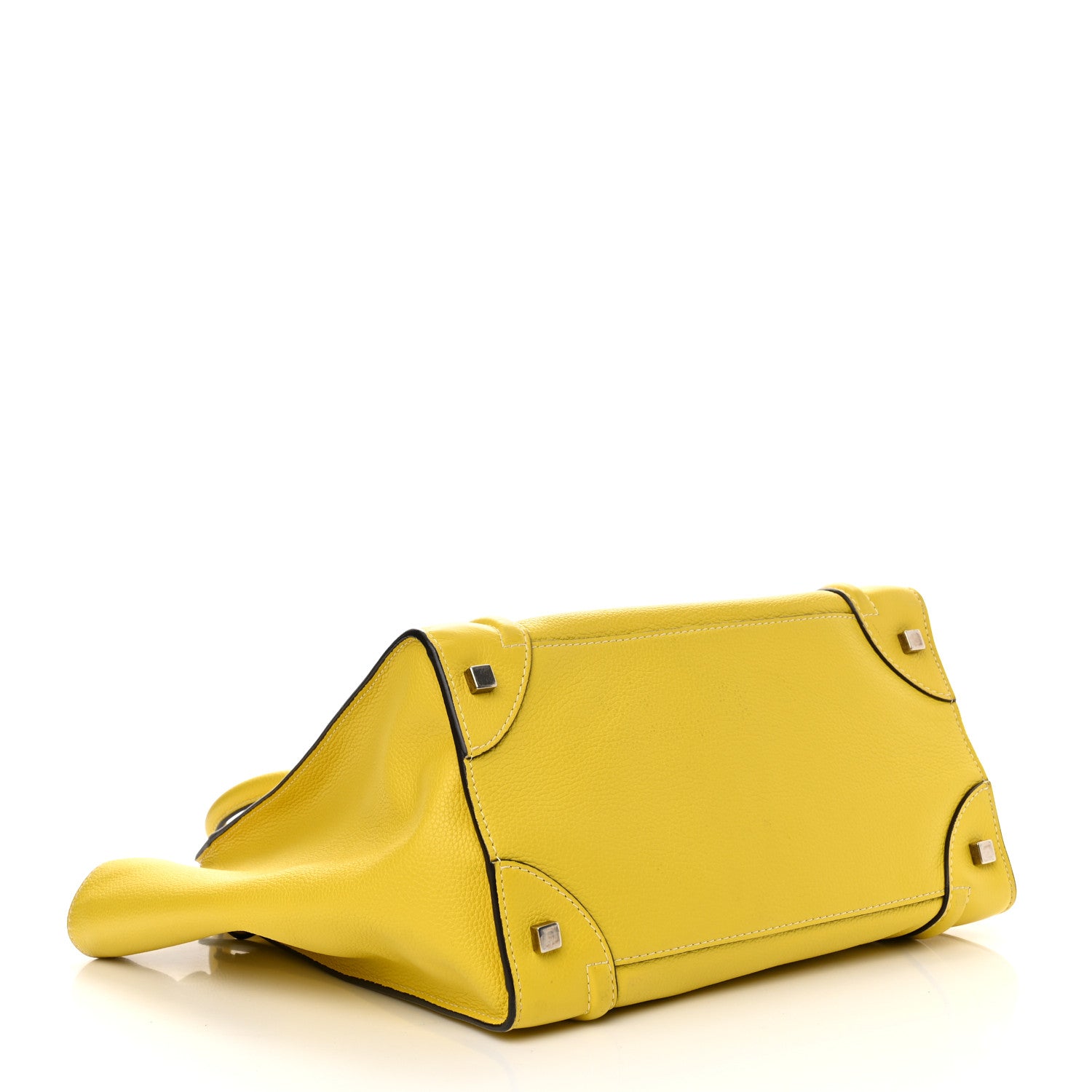 Celine Drummed Calfskin Mini Luggage Citron 4 of 10
