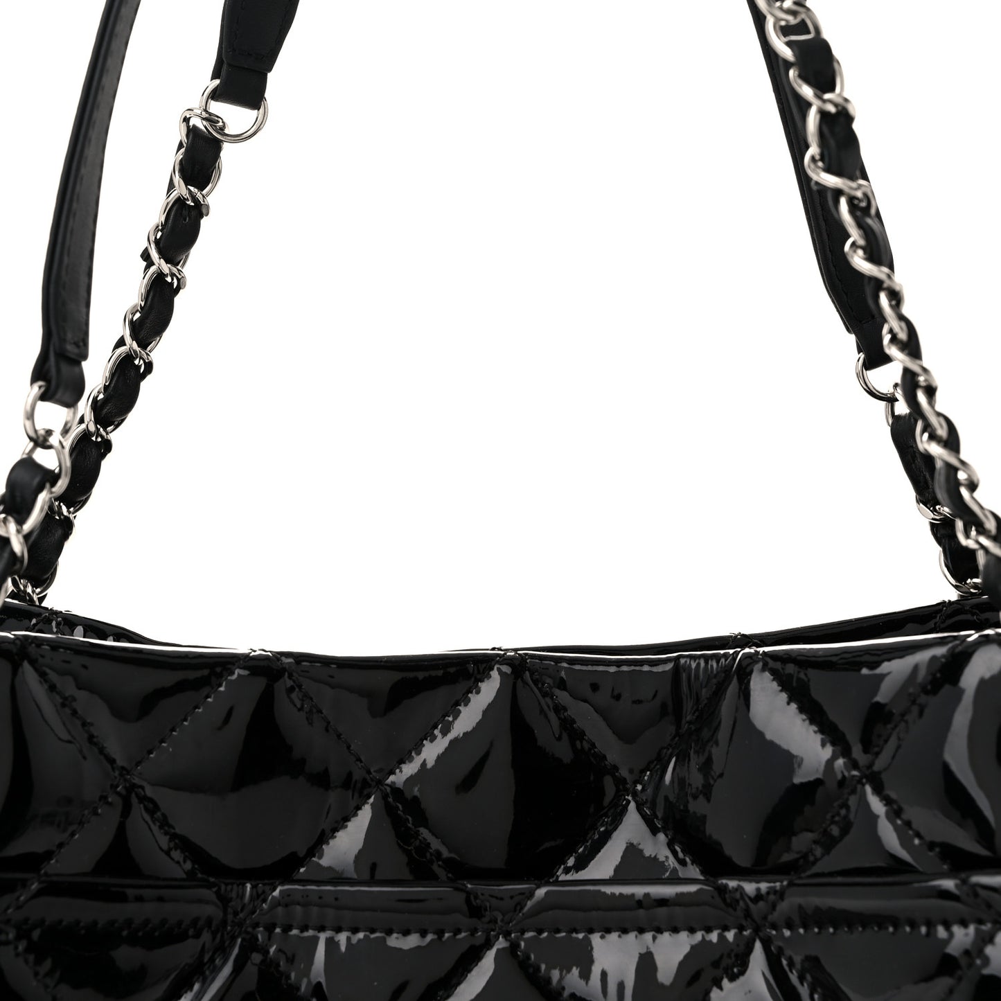 Patent Quilted Timeless CC Soft Tote Black