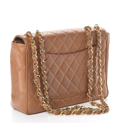 Chanel Lambskin Quilted Maxi Single Flap Dark Beige 3 of 11