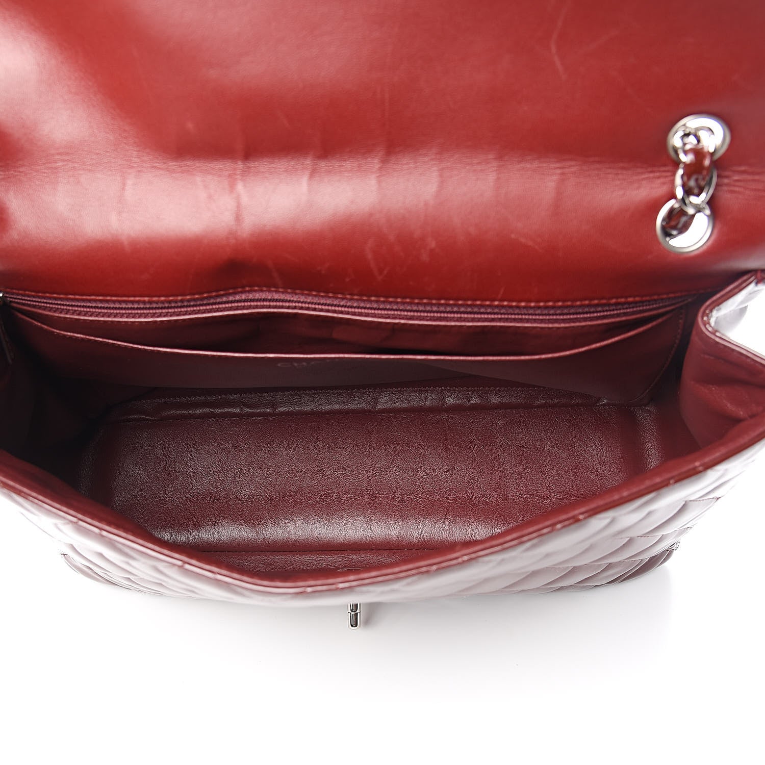 Chanel Patent Quilted Maxi Single Flap Dark Red 5 of 11