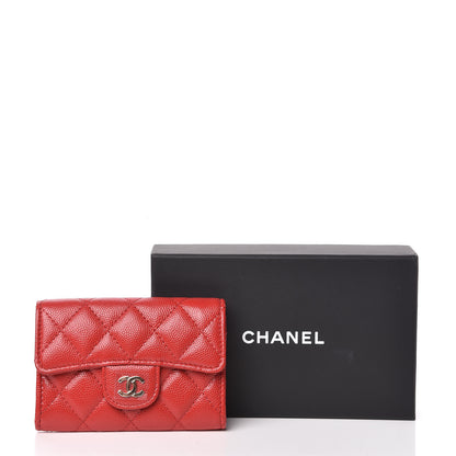 Chanel Caviar Quilted Flap Card Holder Wallet Red 9 of 9