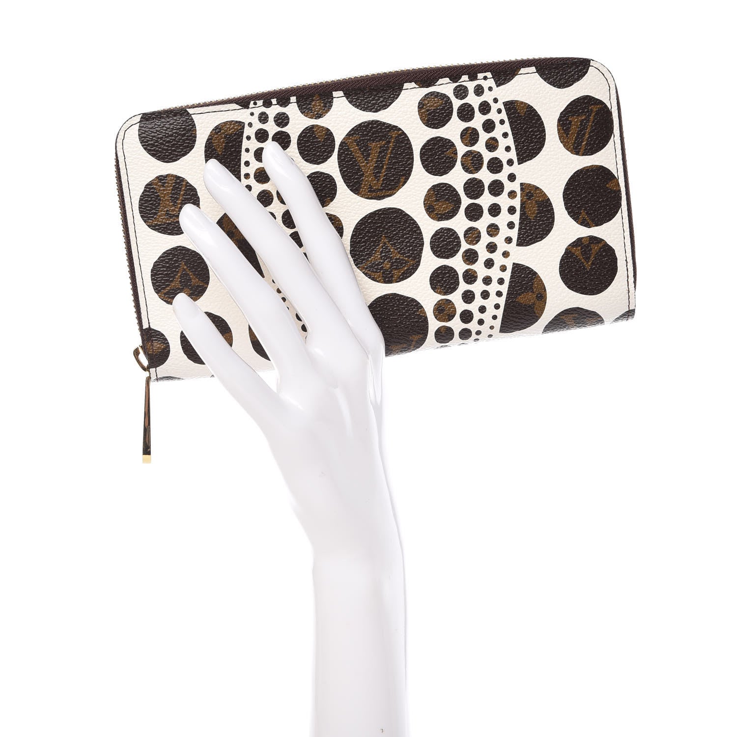 Louis Vuitton Monogram Kusama Pumpkin Dots Zippy Wallet White 2 of 10