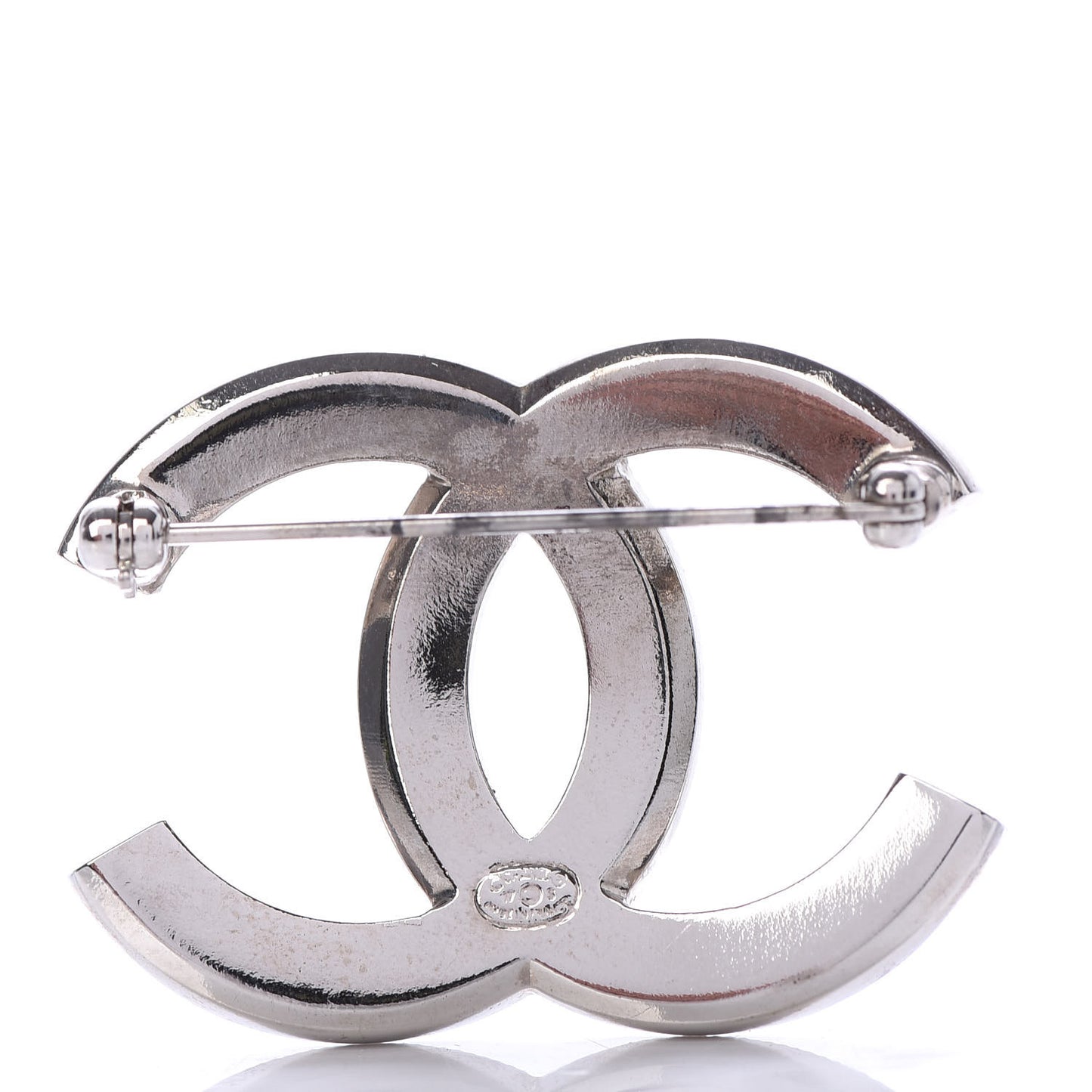 Resin Crystal CC Brooch Silver Pink