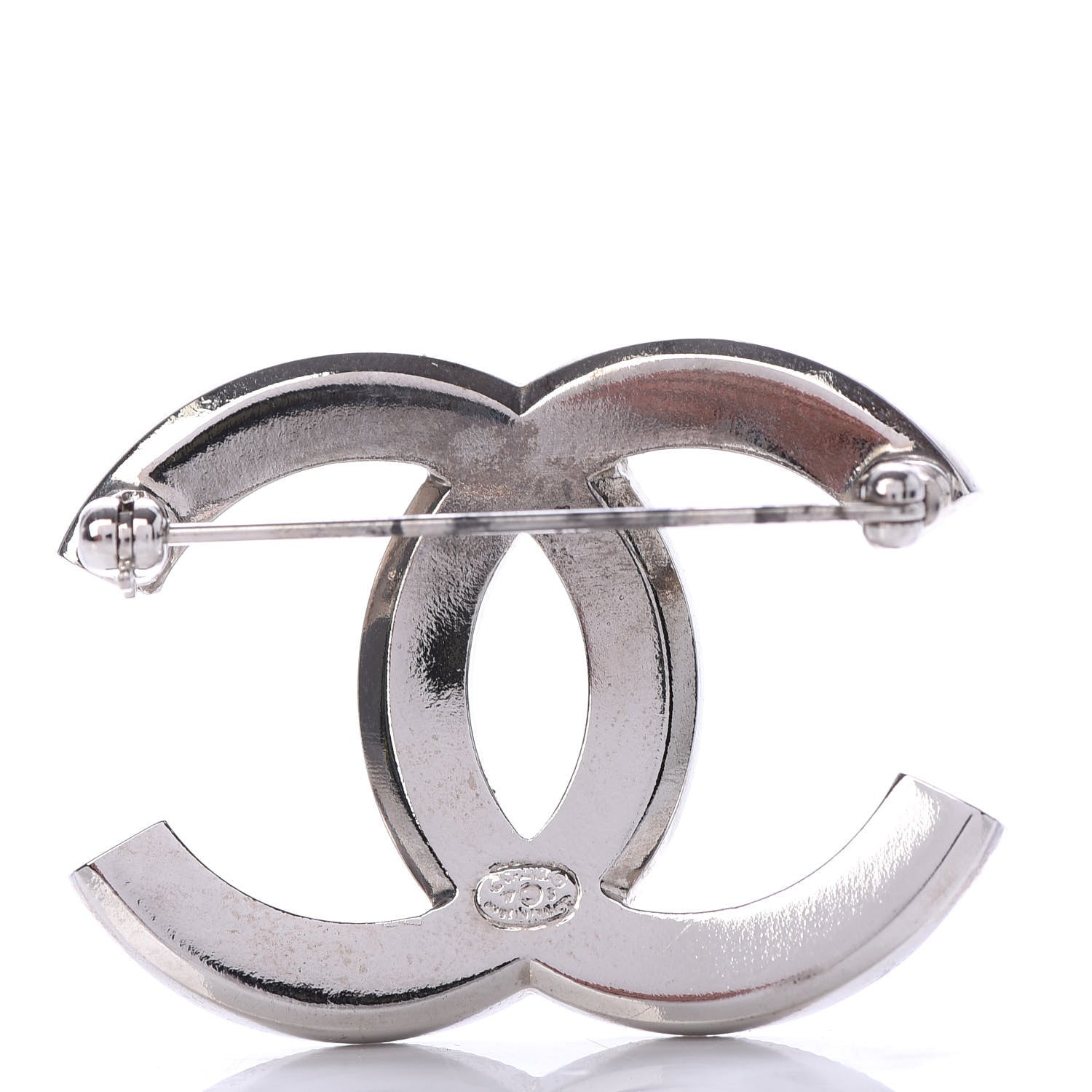 Chanel Resin Crystal CC Brooch Silver Pink 3 of 5